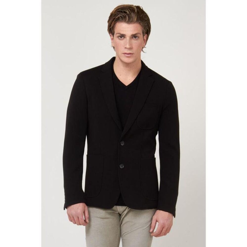Gas Tailored Single-Breasted Polyester Blazer Men Black Blazers